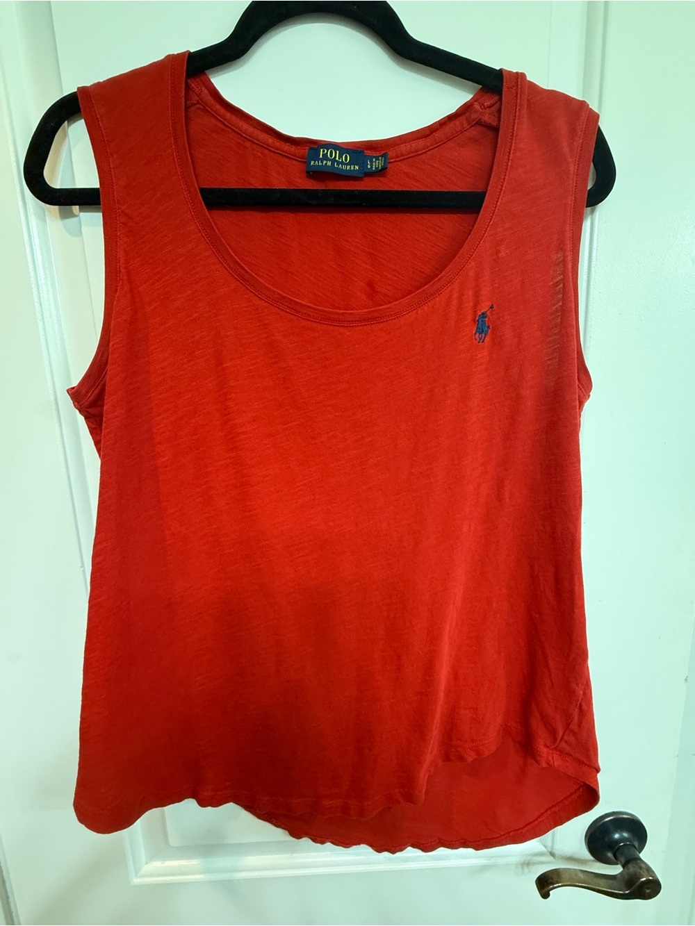 Polo by Ralph Lauren Red Scoop Neck Tank Top with Logo